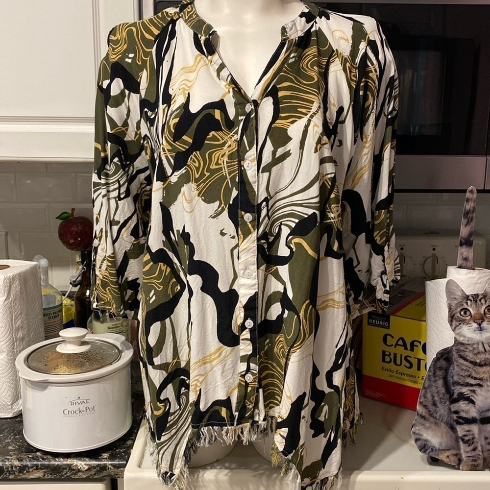 Z women's Cato casual button 3/4 sleeve plus size shirt size 18/20W